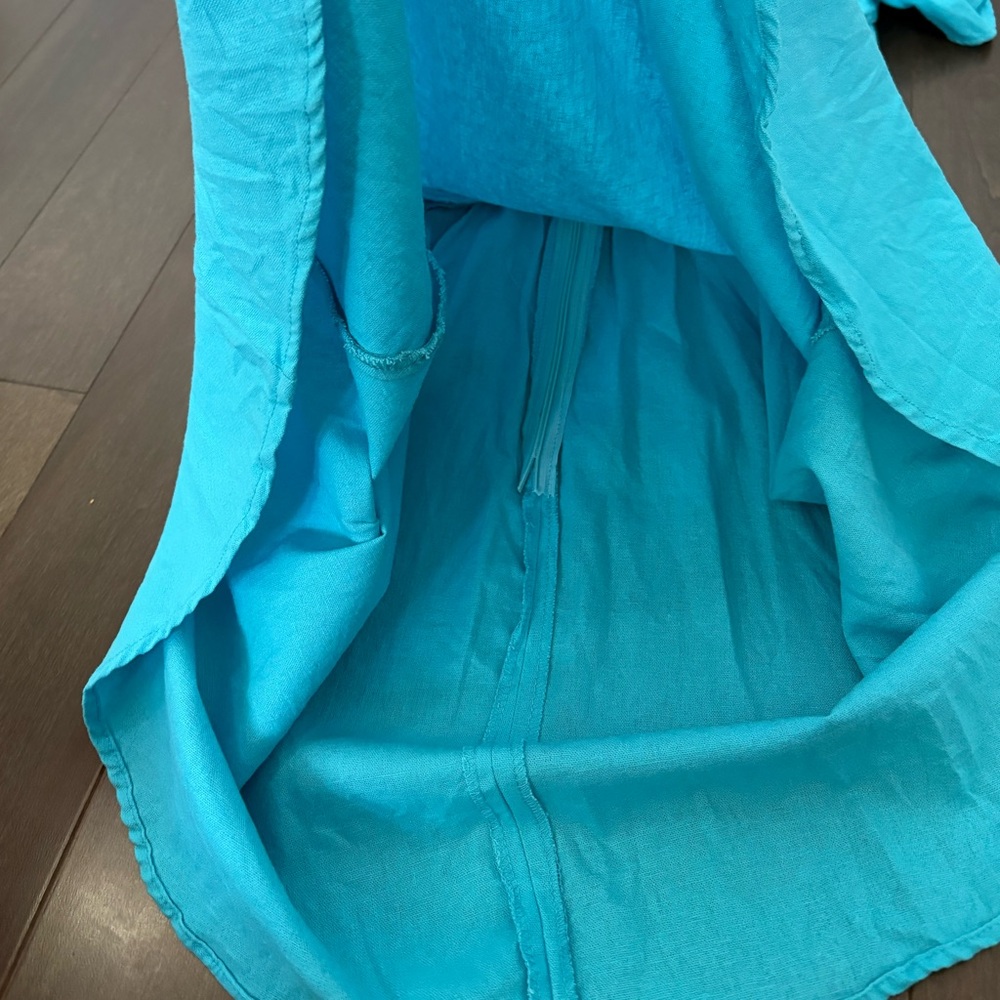 Blue Summer Ruffle Neck Sleeveless Fit & Flare Mini Dress Size S Beachy Vibrant - Picture 9 of 10